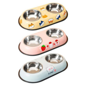 Fancy Steel bowl Double For Cat & Dog